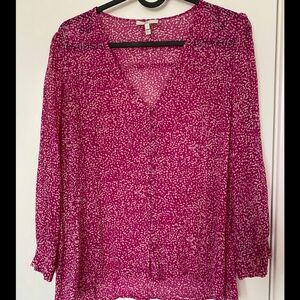 Joie 100% Silk Pink Daisy Blouse Chiffon Size Small